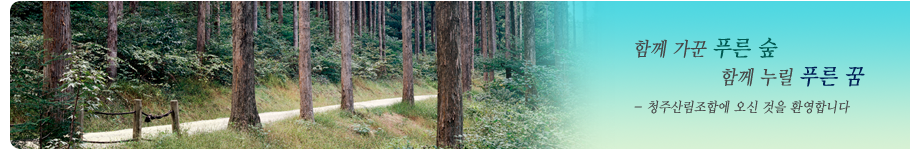 함께 가꾼 푸른 숲 함께 누릴 푸른 꿈 - 청주청원산림조합에 오신 것을 환영합니다.