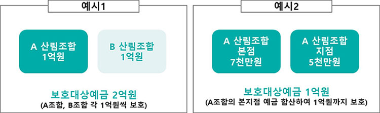 ¿¹½Ã1 : A»ê¸²Á¶ÇÕ 1¾ï¿ø, B»ê¸²Á¶ÇÕ 1¾ï¿øÀº °¢ 1¾ï¿ø¾¿ º¸È£´ë»ó¿¹±Ý 2¾ï¿ø, ¿¹½Ã2 : AÁ¶ÇÕ º»Á¡ 7õ¸¸¿ø, AÁ¶ÇÕ ÁöÁ¡ 5õ¸¸¿øÀº ÇÕ»êµÇ¾î 1¾ï¿ø±îÁö¸¸ º¸È£